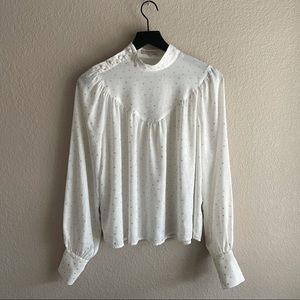 FRNCH Sheer White Blouse Size Small